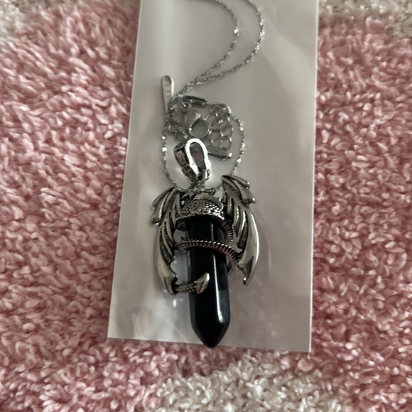 Stainless steel chain with black color pendant - never worn - Picture 5 of 5